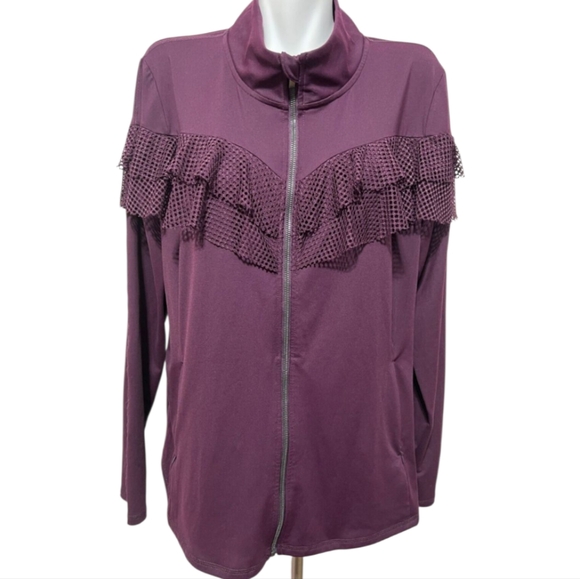 LANE‎ Bryant Livi active athletic ruffled jacket plus size 26 28 4X - Picture 1 of 10